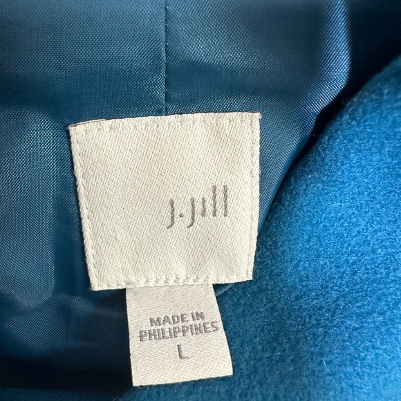 J. Jill Teal Blue Peacoat Coat Jacket Lined Funnel Neck Stretch Size Large - Picture 7 of 7